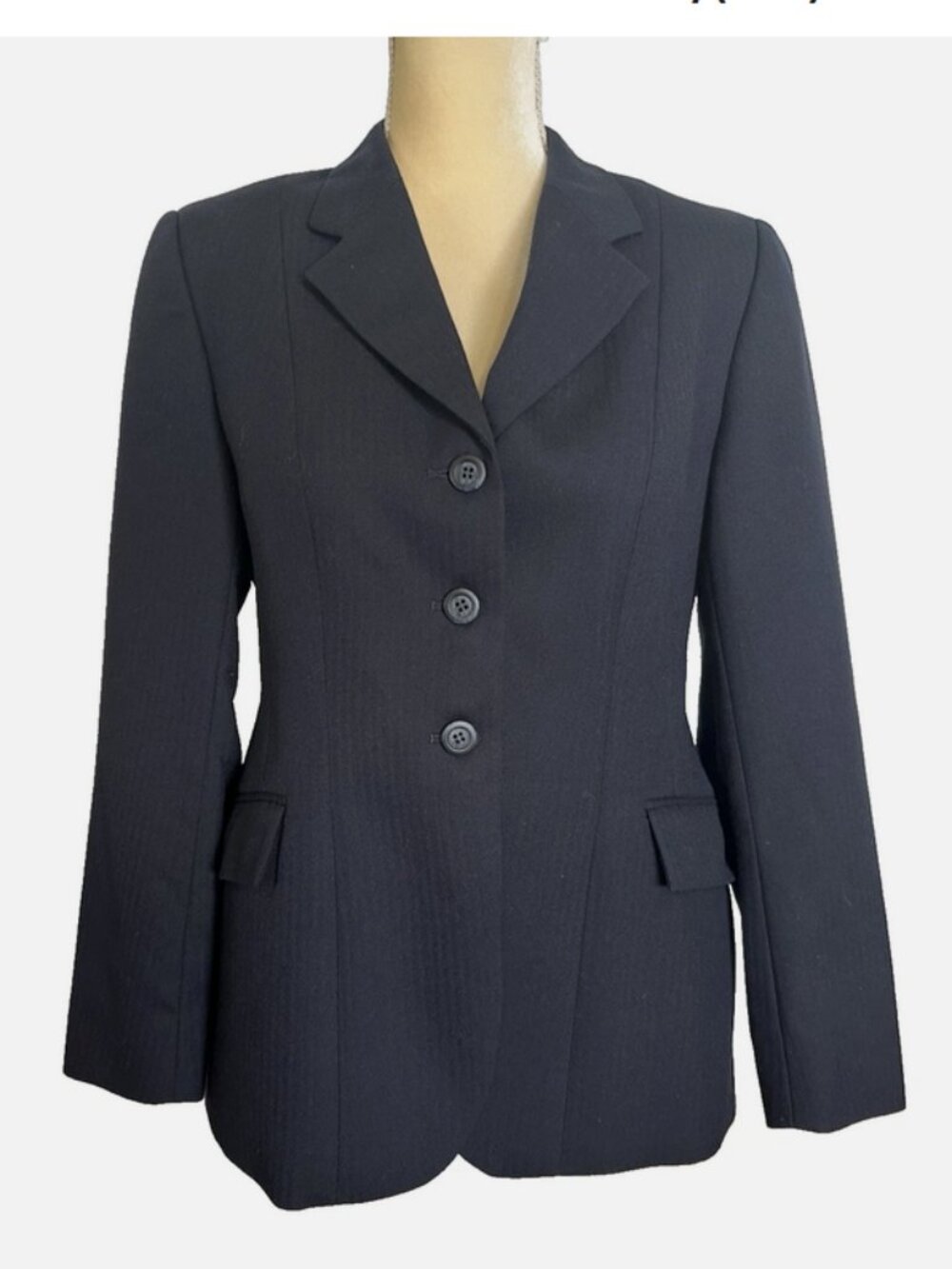 GRAND PRIX Wool Riding Jacket Navy Black Show Coat Equestrian CA 14 US 6 Vintage